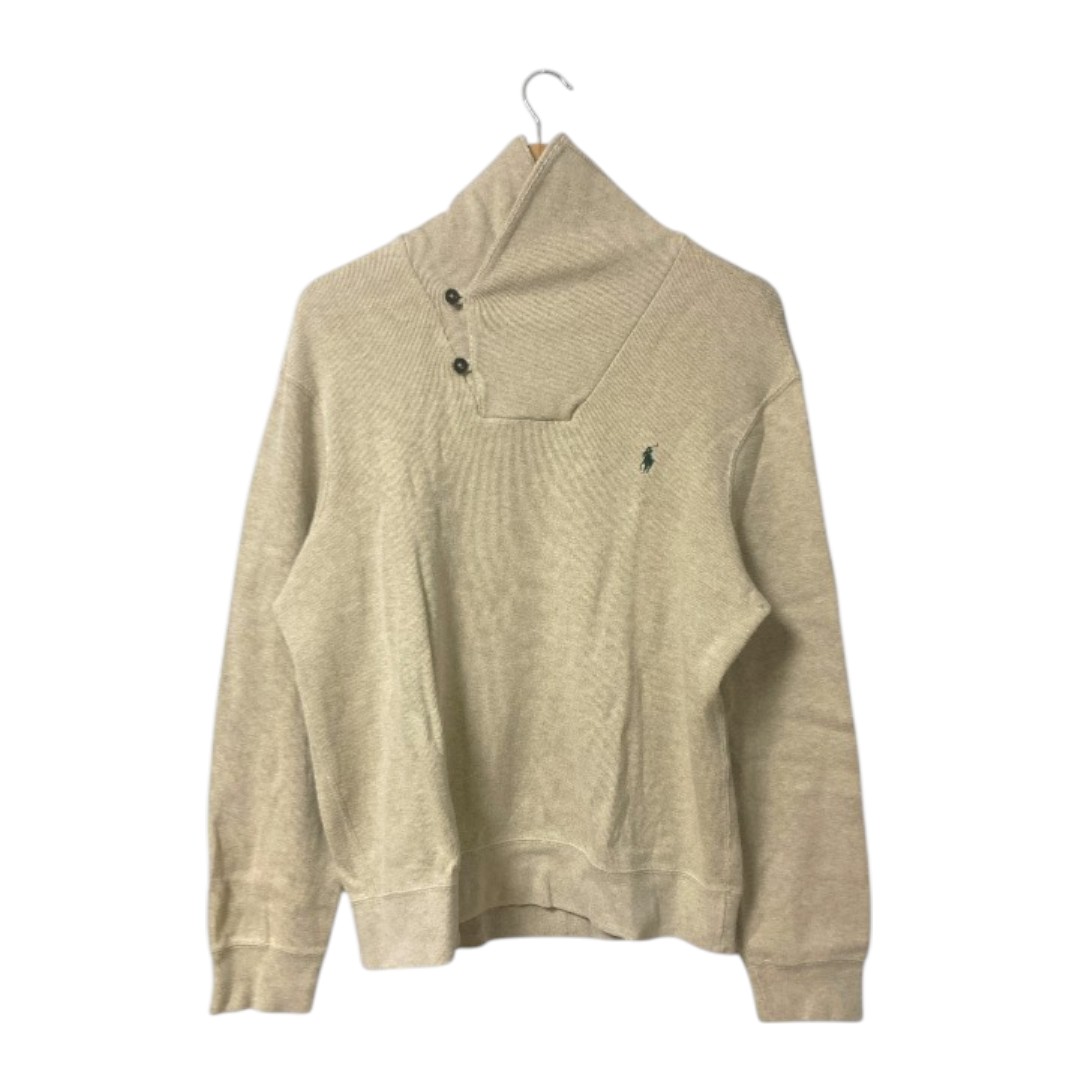 【USED】ラルフローレン POLO RALPH LAUREN    ハーフボタン ニット ベージュ L